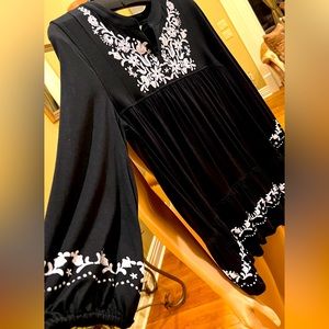 Multiples brand,black self embossed design black top, tunic, full sleeves, new.